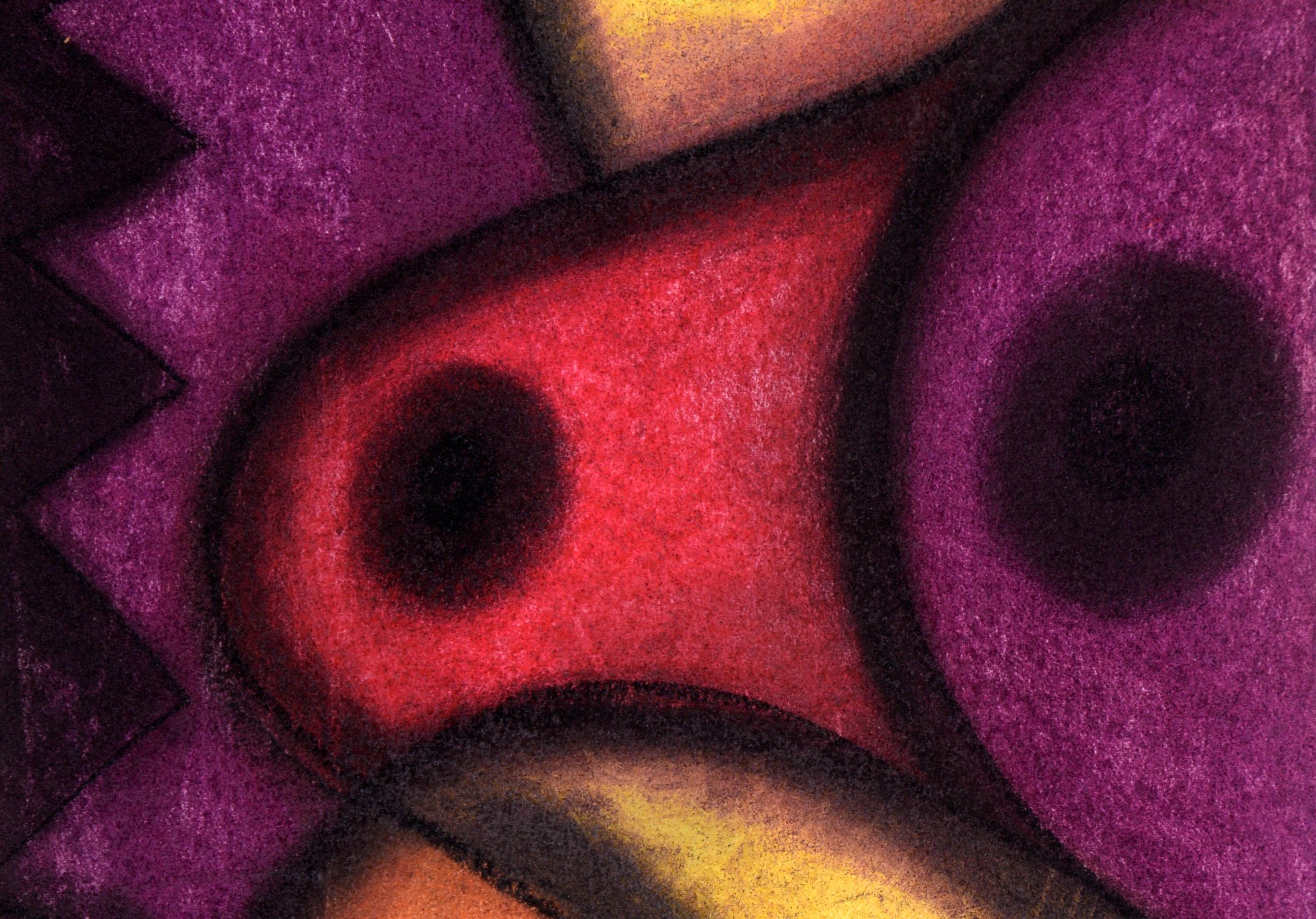Abstrakter Akt, figurativ in Pastell auf Papier (Geometrische Abstraktion), Art, von Kelvin Curry