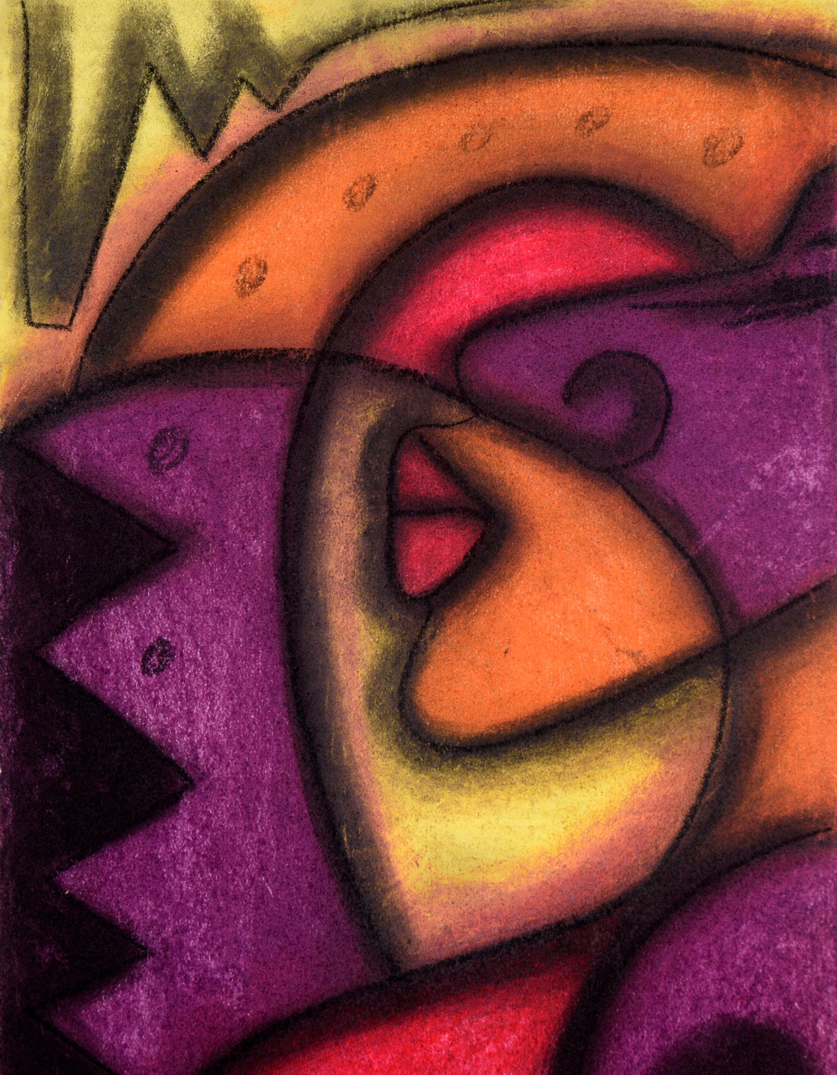 Abstrakter Akt, figurativ in Pastell auf Papier – Art von Kelvin Curry
