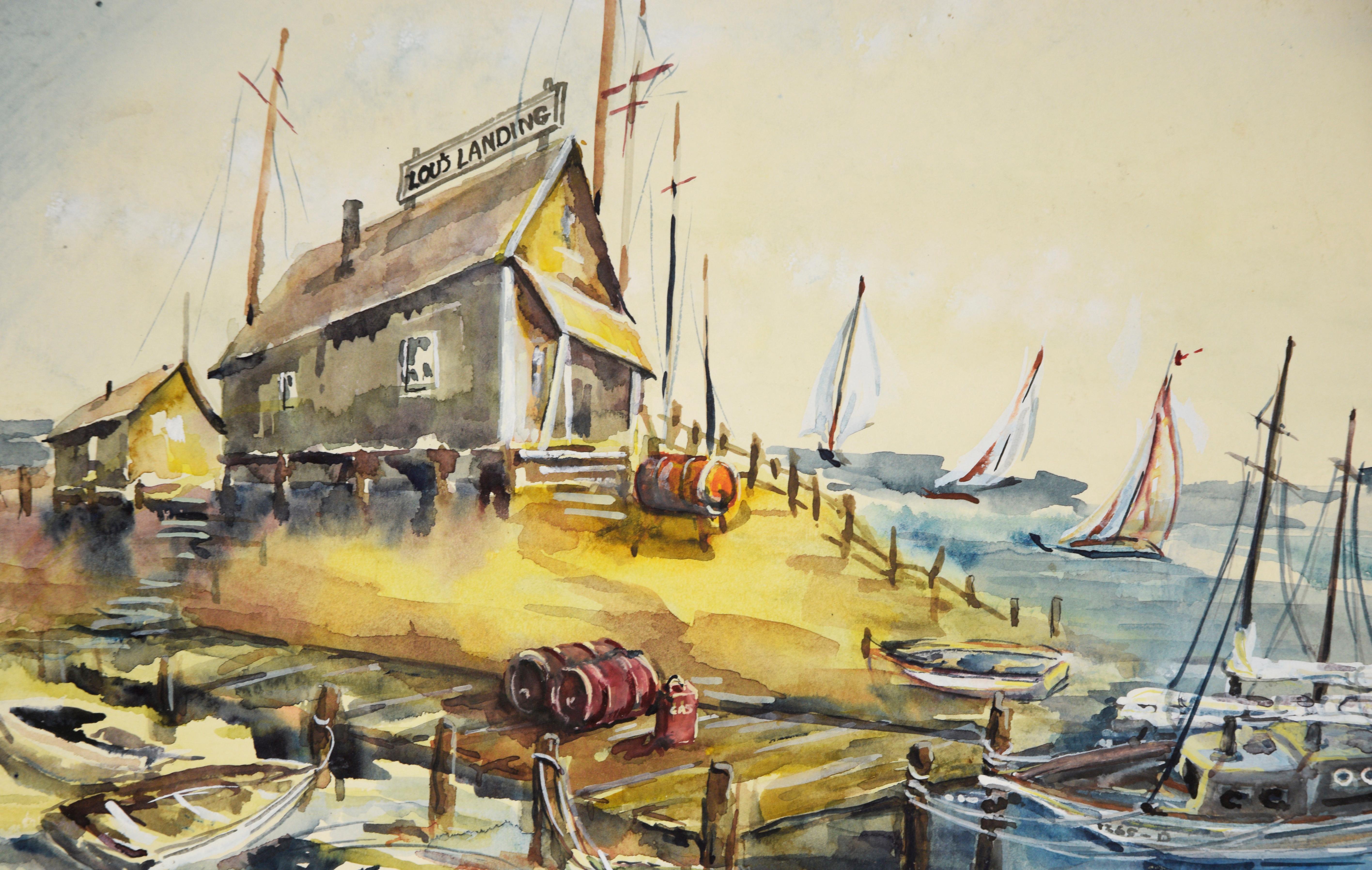 Lou's Landing - Aquarelle originale sur papier - Art de Ray Skelton