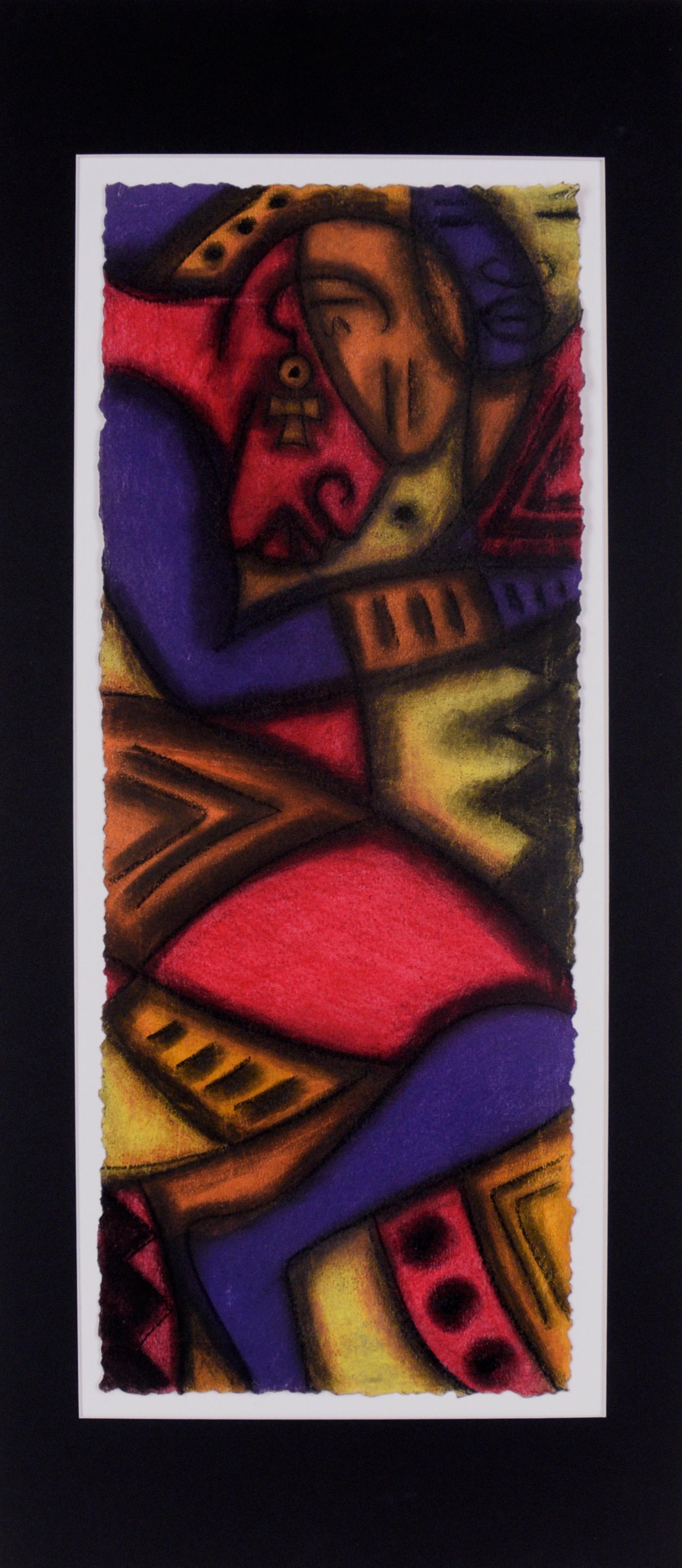 Abstract Drawing de Kelvin Curry - Figurativo Dormido Abstracto en Pastel sobre Papel