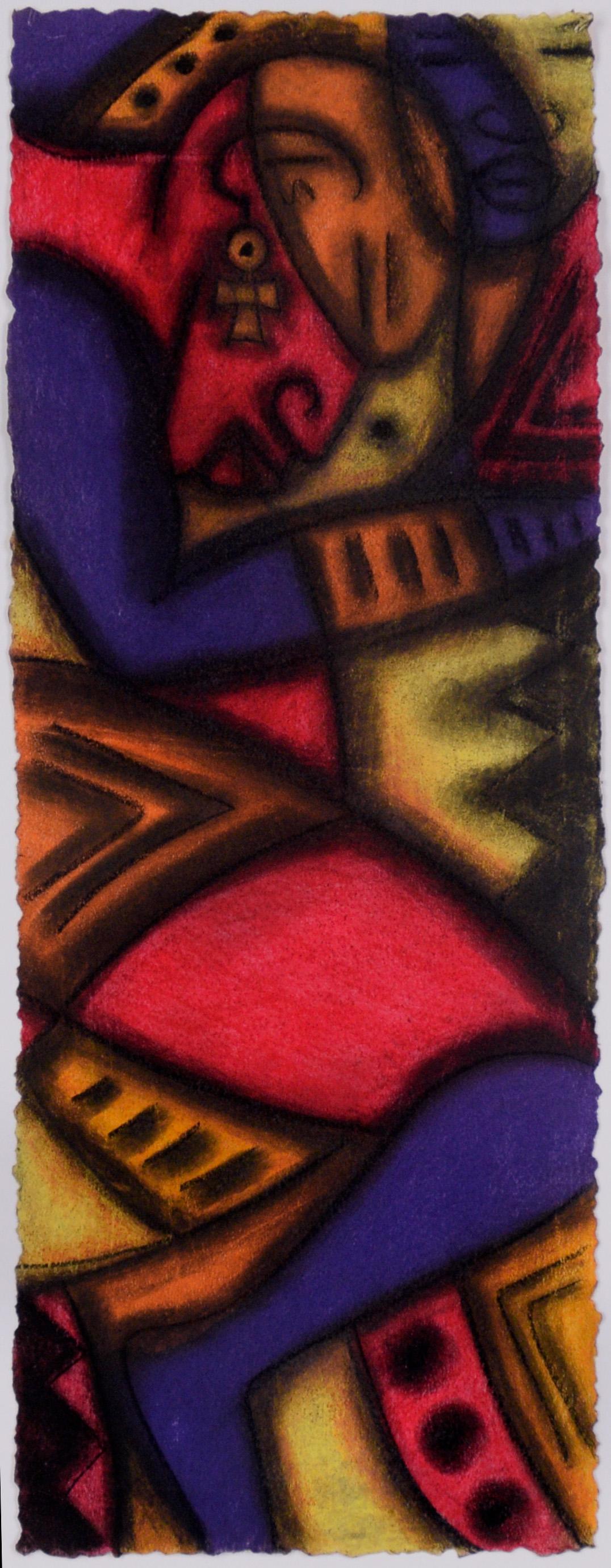 Abstrahierte schlafende weibliche Figurative in Pastell auf Papier

Lebendige abstrahierte schlafende weibliche Figur des Black Arts Bay Area Künstlers Kelvin Curry (Amerikaner, 20. Jahrhundert), um 2000. Eine auf der Seite schlafende Frau wird in
