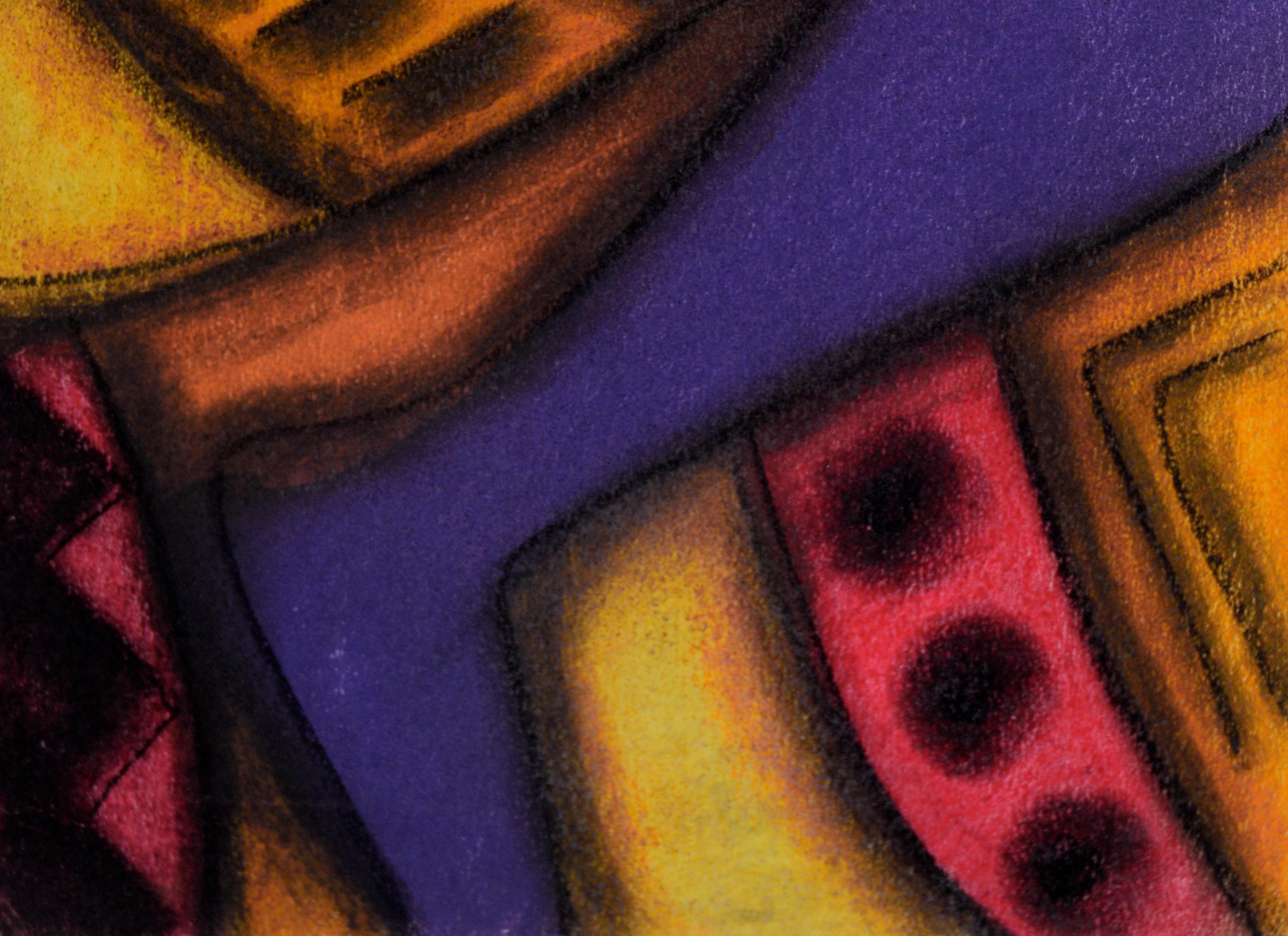 Figurativo Dormido Abstracto en Pastel sobre Papel - Art Geométrico abstracto de Kelvin Curry