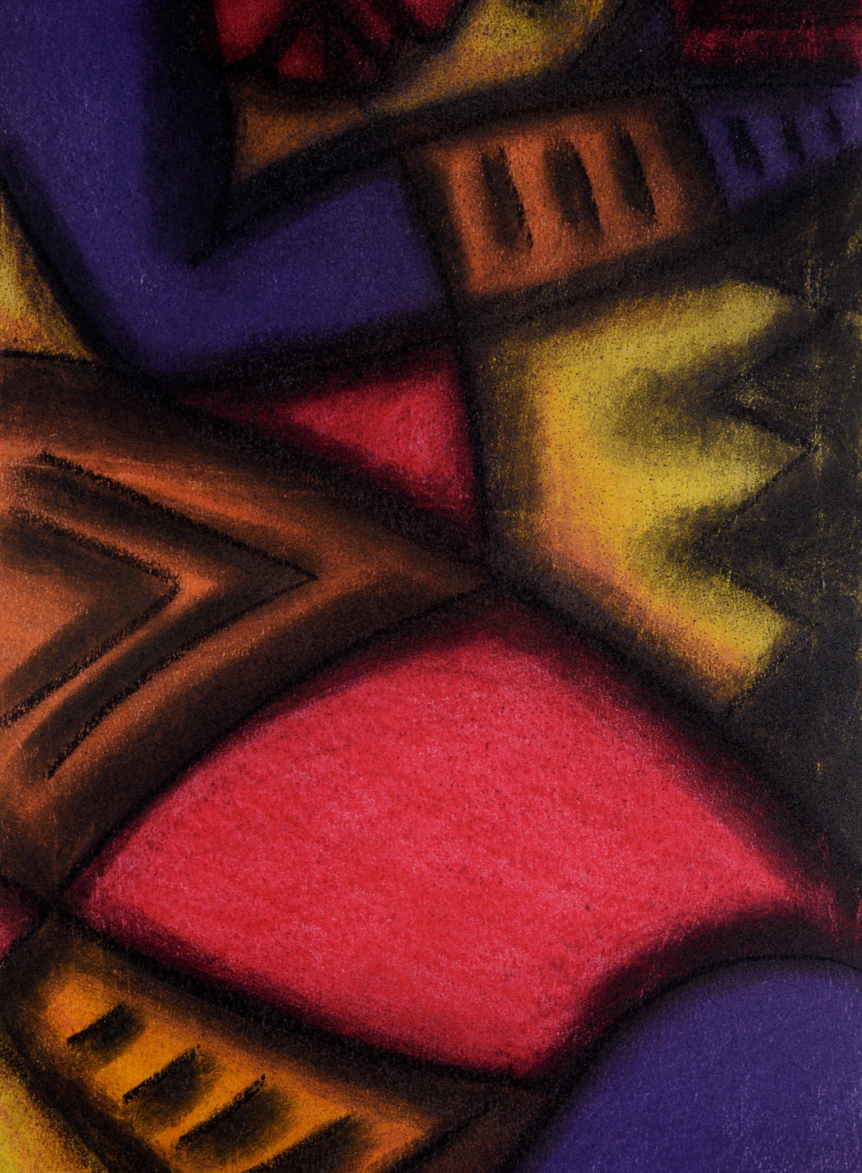 Figurativo Dormido Abstracto en Pastel sobre Papel - Art de Kelvin Curry