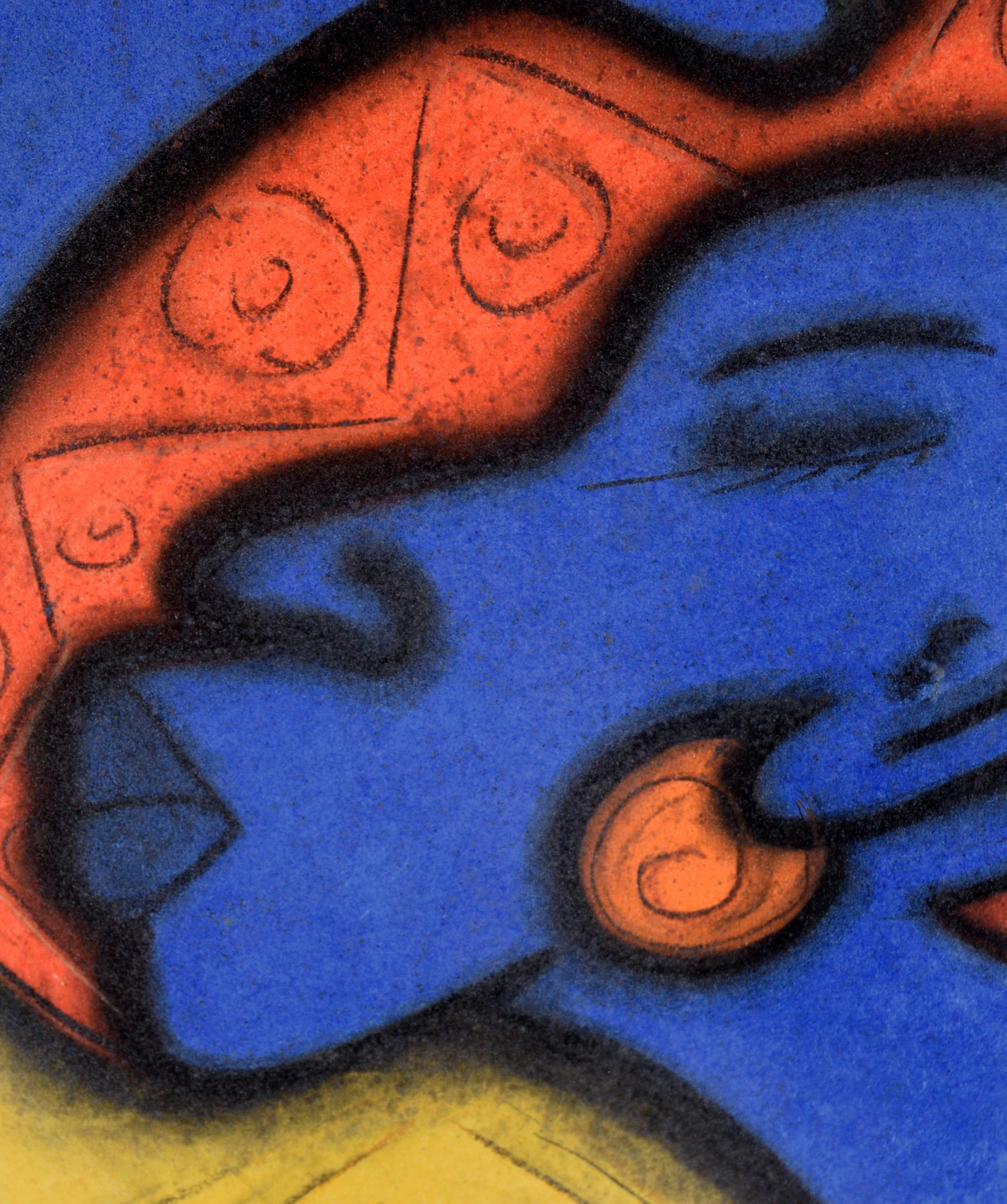 Drei Frauen mit Ohrringen in Pastell auf Papier – Art von Kelvin Curry