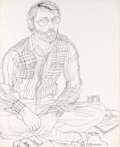 Portrait of a Man in a Flannel Shirt in Ink on Paper