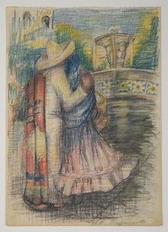 „Twilight Colored Bleistift“ – Original Pastell und Holzkohle auf Papier