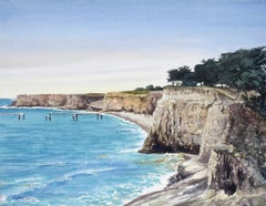 "Acantilados de Davenport" Paisaje de Santa Cruz, California, en acuarela sobre papel