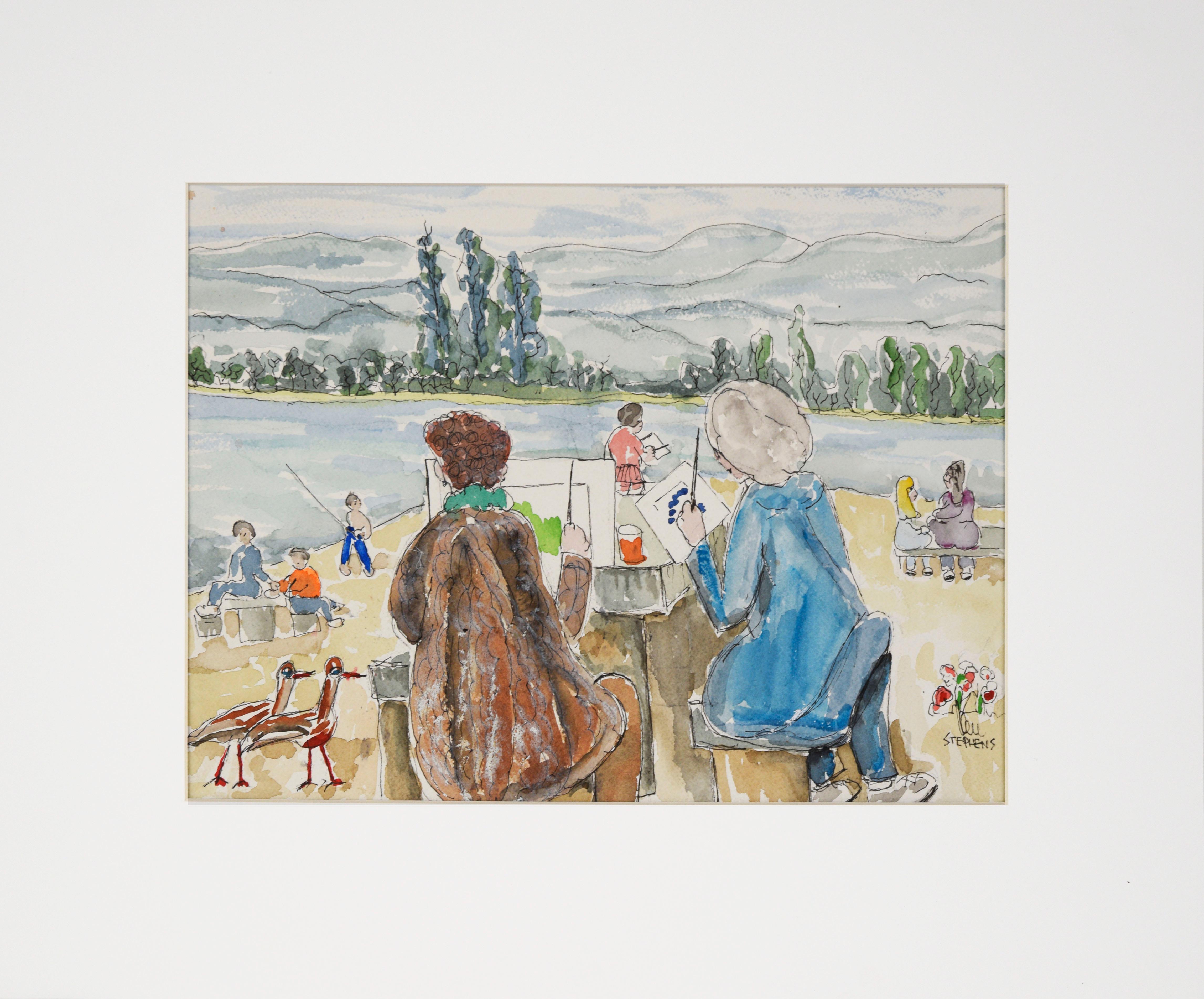 A Day At The Lake - Original Watercolor on Paper