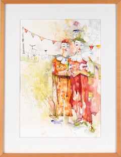 "Sacred Arts" - Figurative Harlequin Clown Watercolor on Heavy Paper