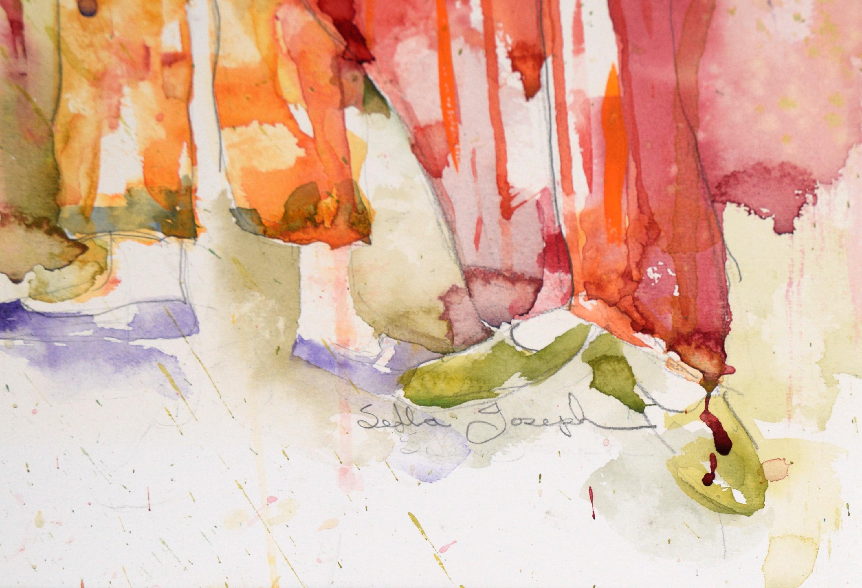 „Sacred Arts“ – Figuratives Harlekin-Aquarell mit Clown auf schwerem Papier im Angebot 5