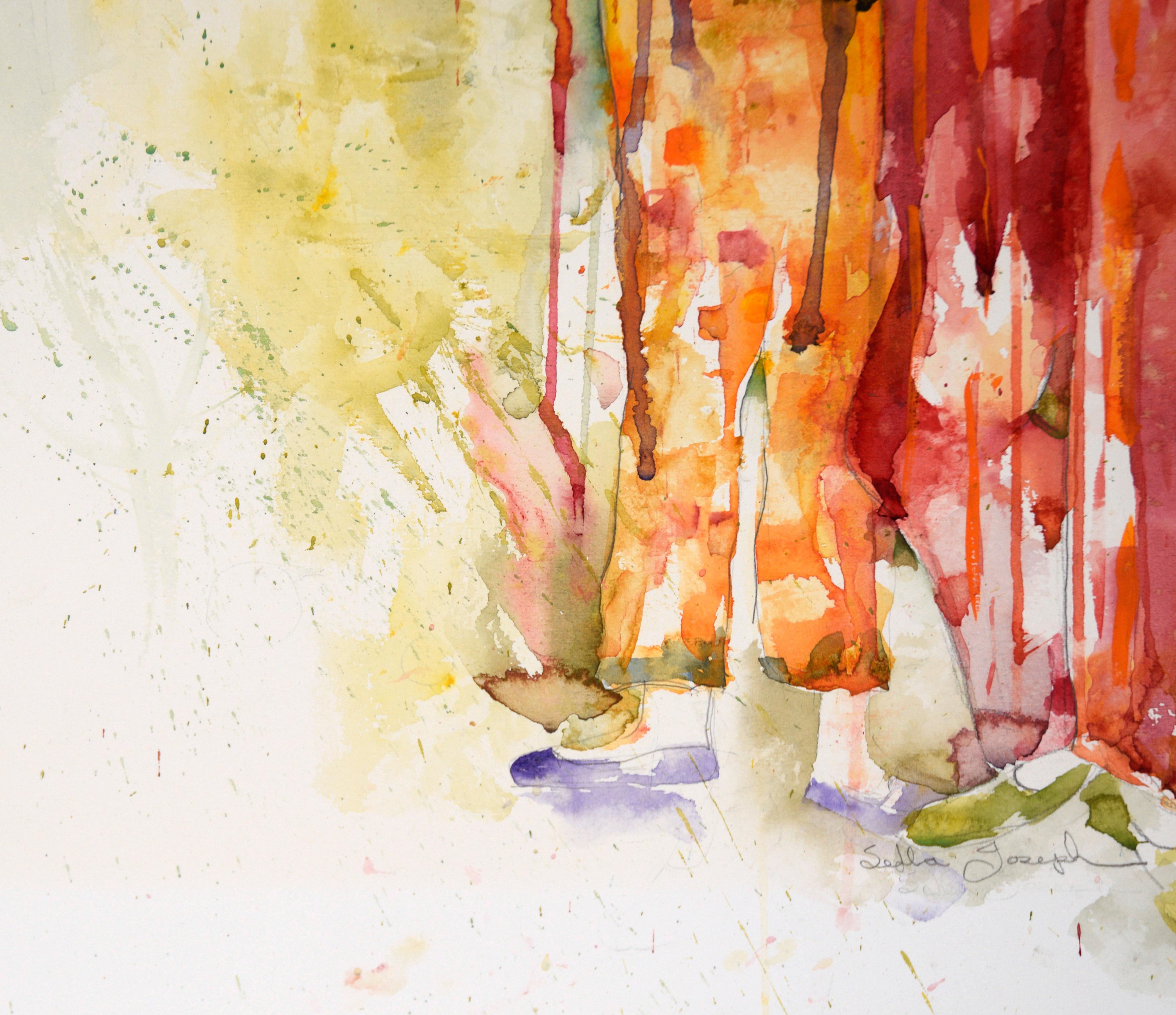 „Sacred Arts“ – Figuratives Harlekin-Aquarell mit Clown auf schwerem Papier im Angebot 6