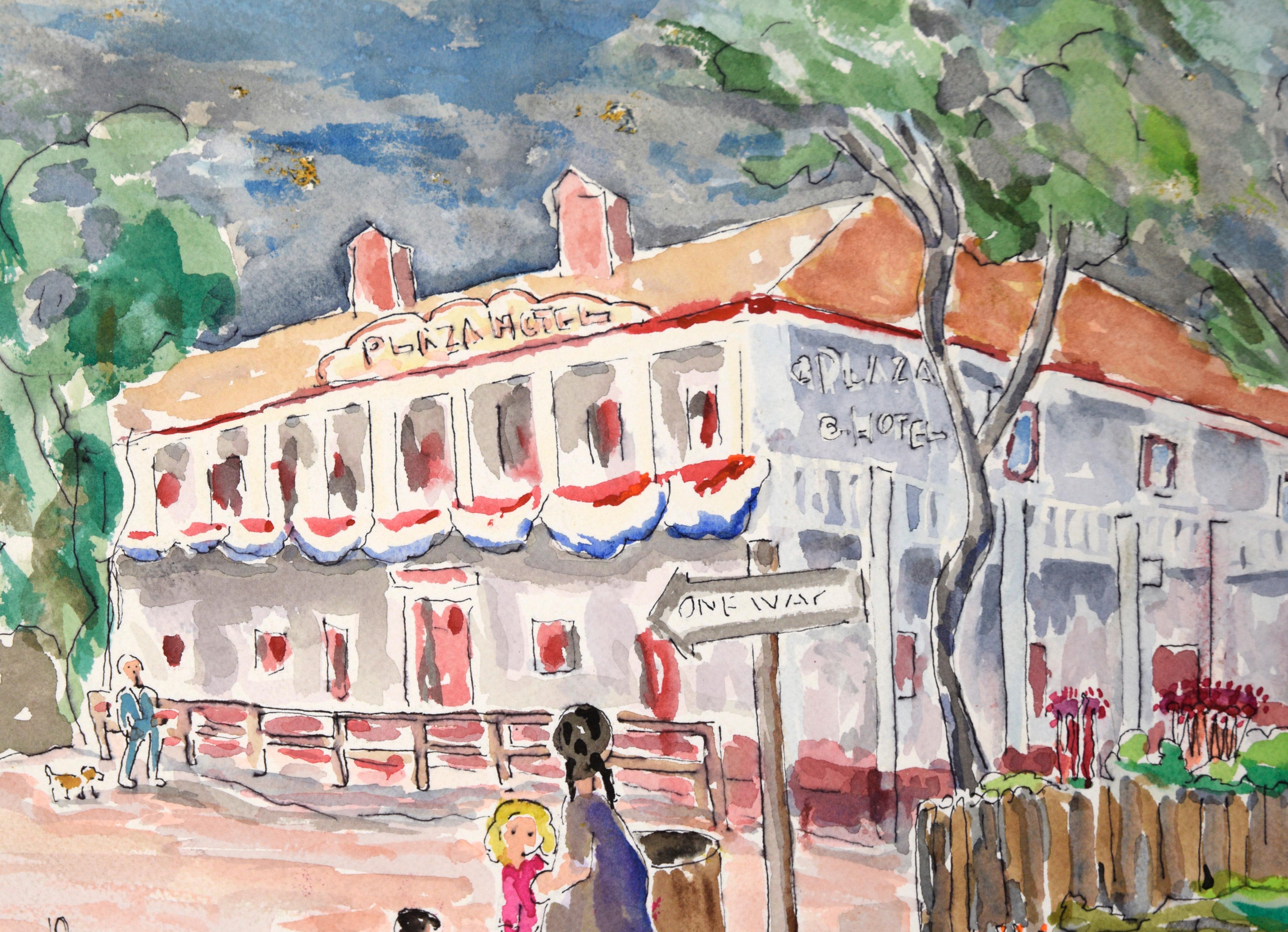 Plaza Hotel - Original Watercolor on Paper - American Impressionist Art by Ken L. Stephens