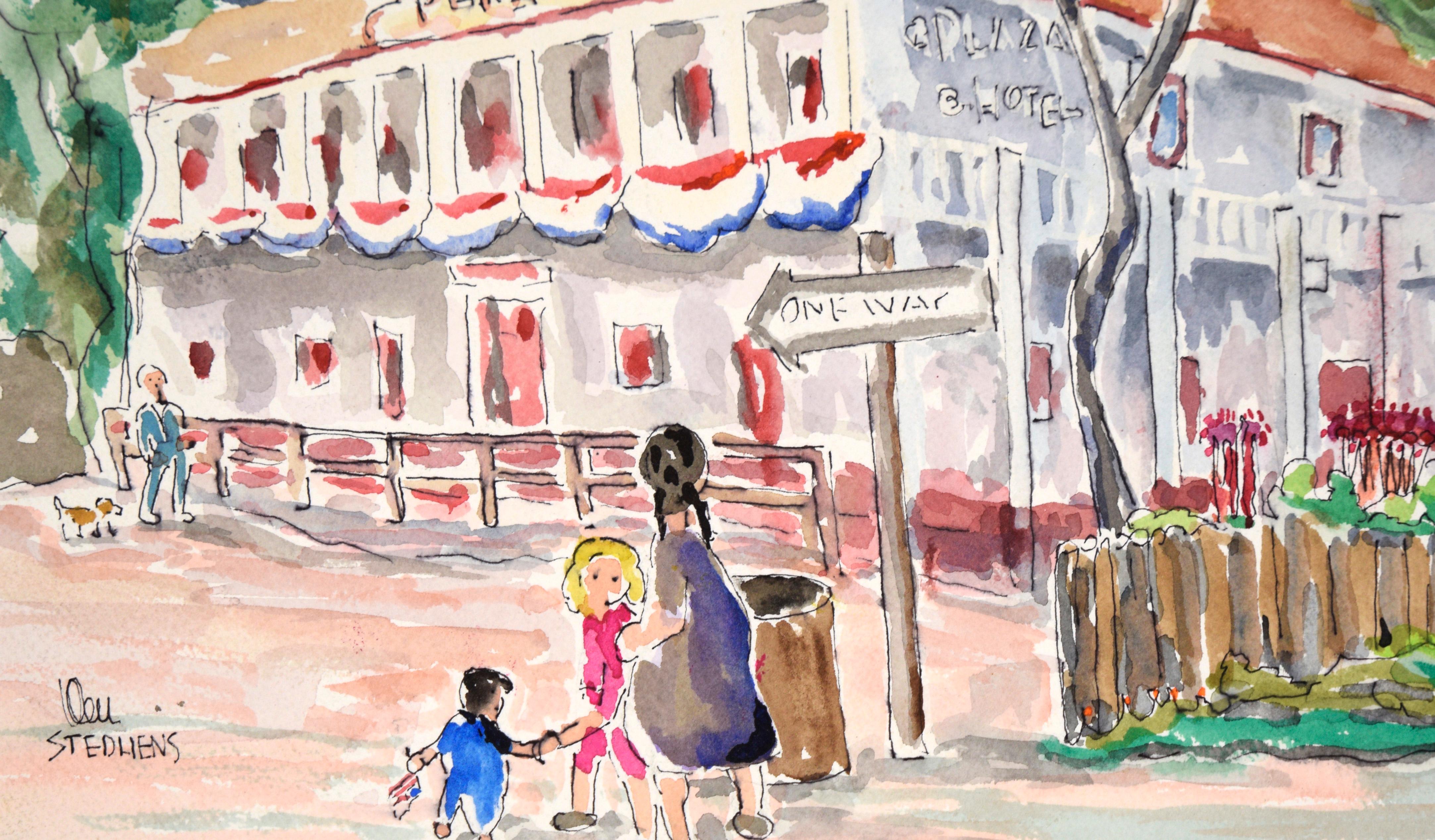 Plaza Hotel - Original Watercolor on Paper For Sale 1