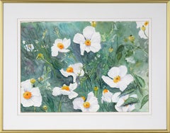 Weiße Mohnblumen - Botanisches Aquarell auf Papier