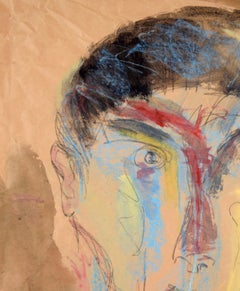 Vintage Latin American School Abstract Portrait in Mixed Media on Paper II
