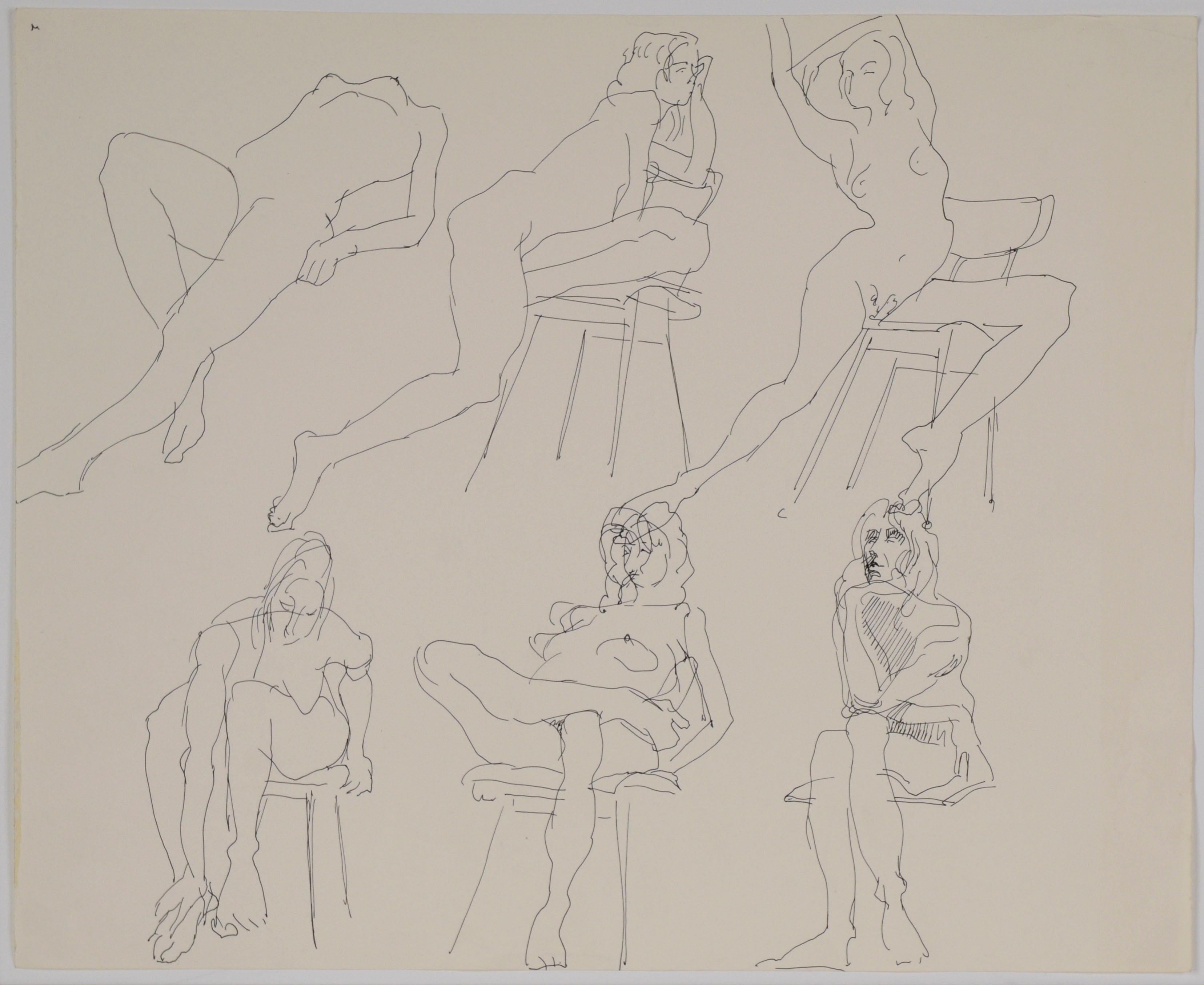 La Musa - Studio originale di nudo figurativo su carta - Art di Unknown