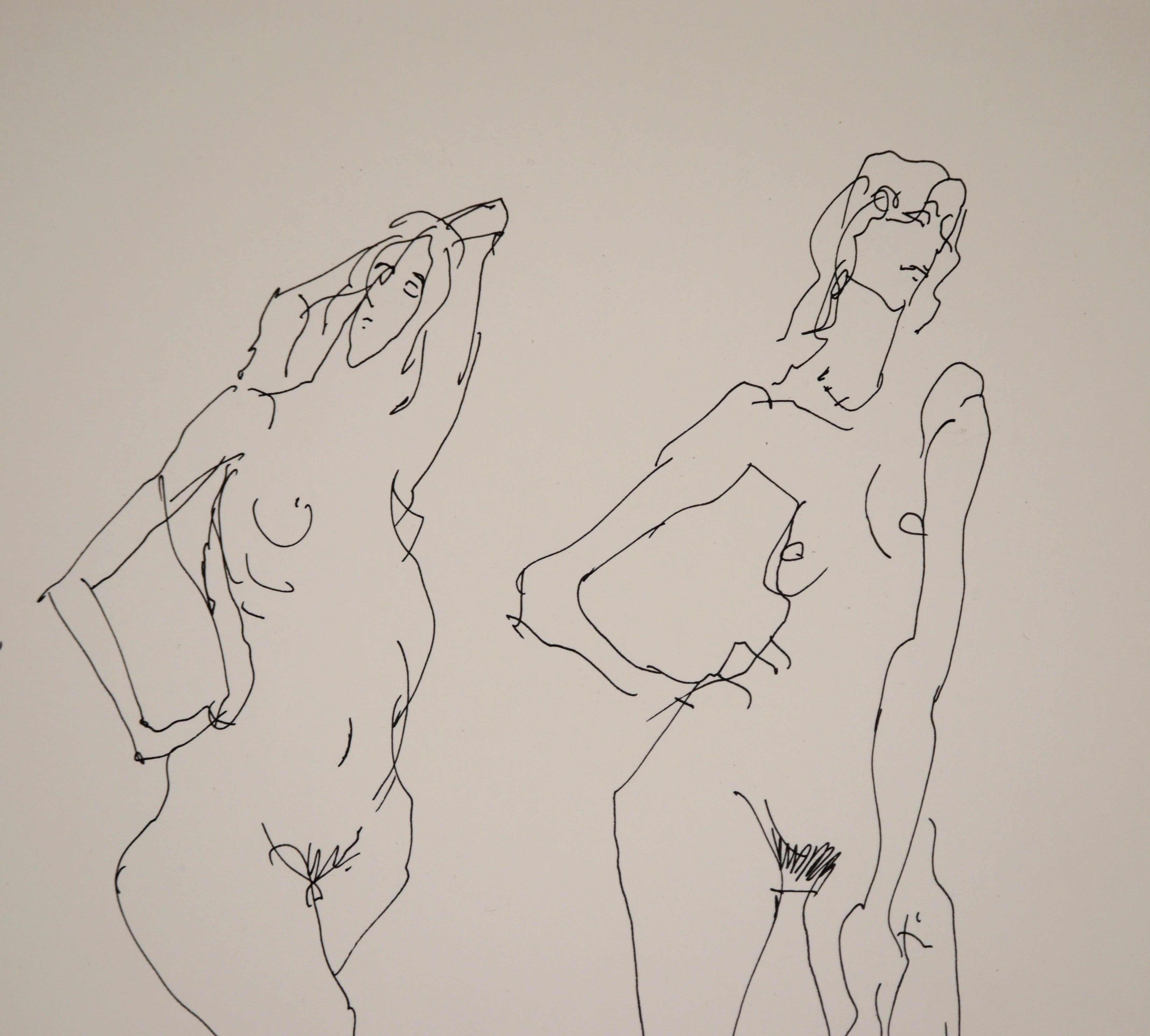 Quattro pose - Schizzo di studio originale di nudo figurativo su carta

Schizzo pulito e sicuro di una modella nuda di un artista sconosciuto della Baia di San Francisco (XX secolo). Una donna nuda può essere vista in piedi in quattro pose diverse.