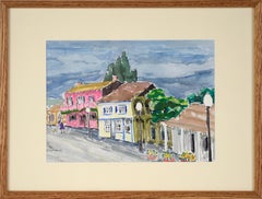 Shops in a Small Town – Original-Aquarell auf Papier