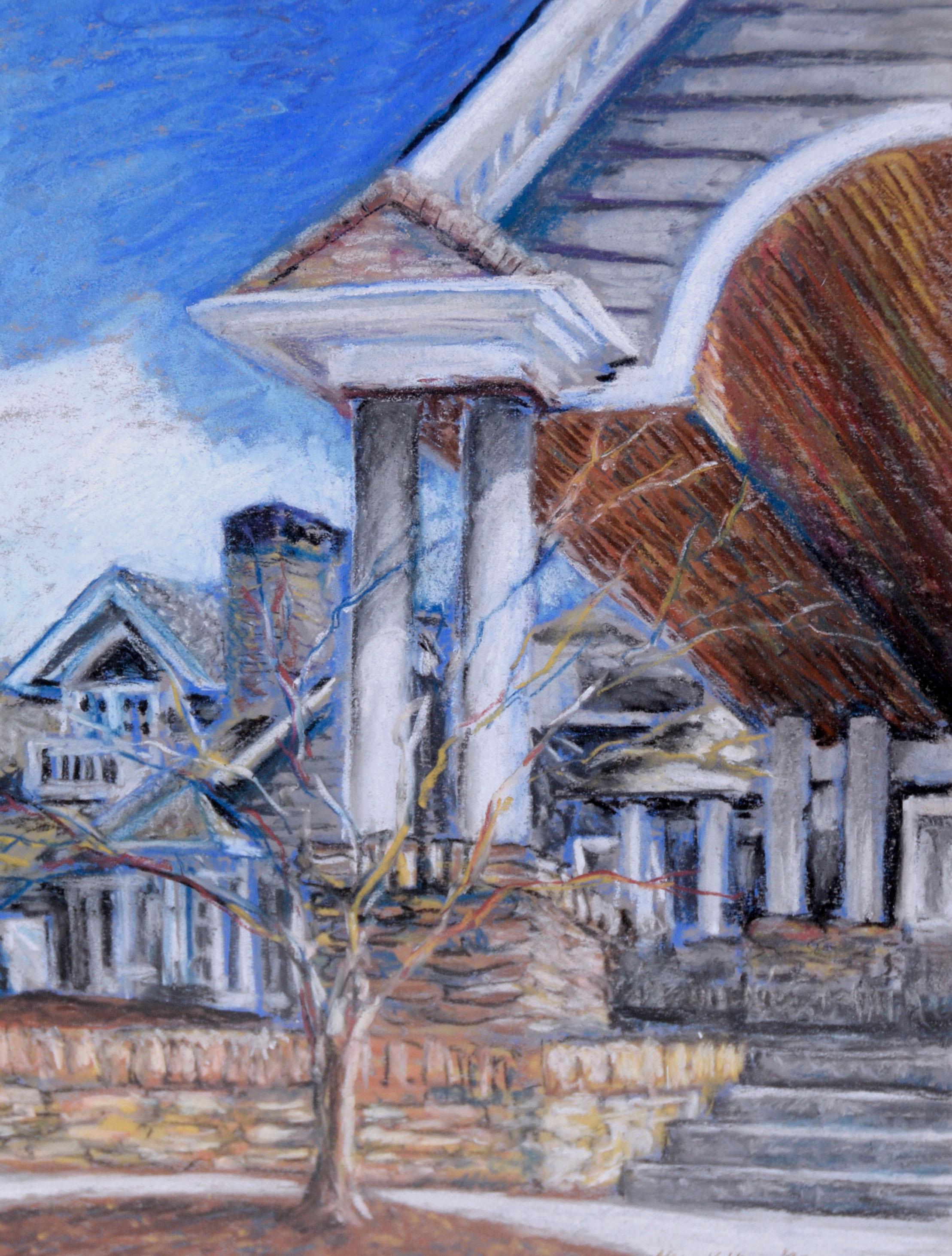 “Two Points of View” Original Pastel Drawing, 1997 - Gray Landscape Art by Nora Kohlberg Miller