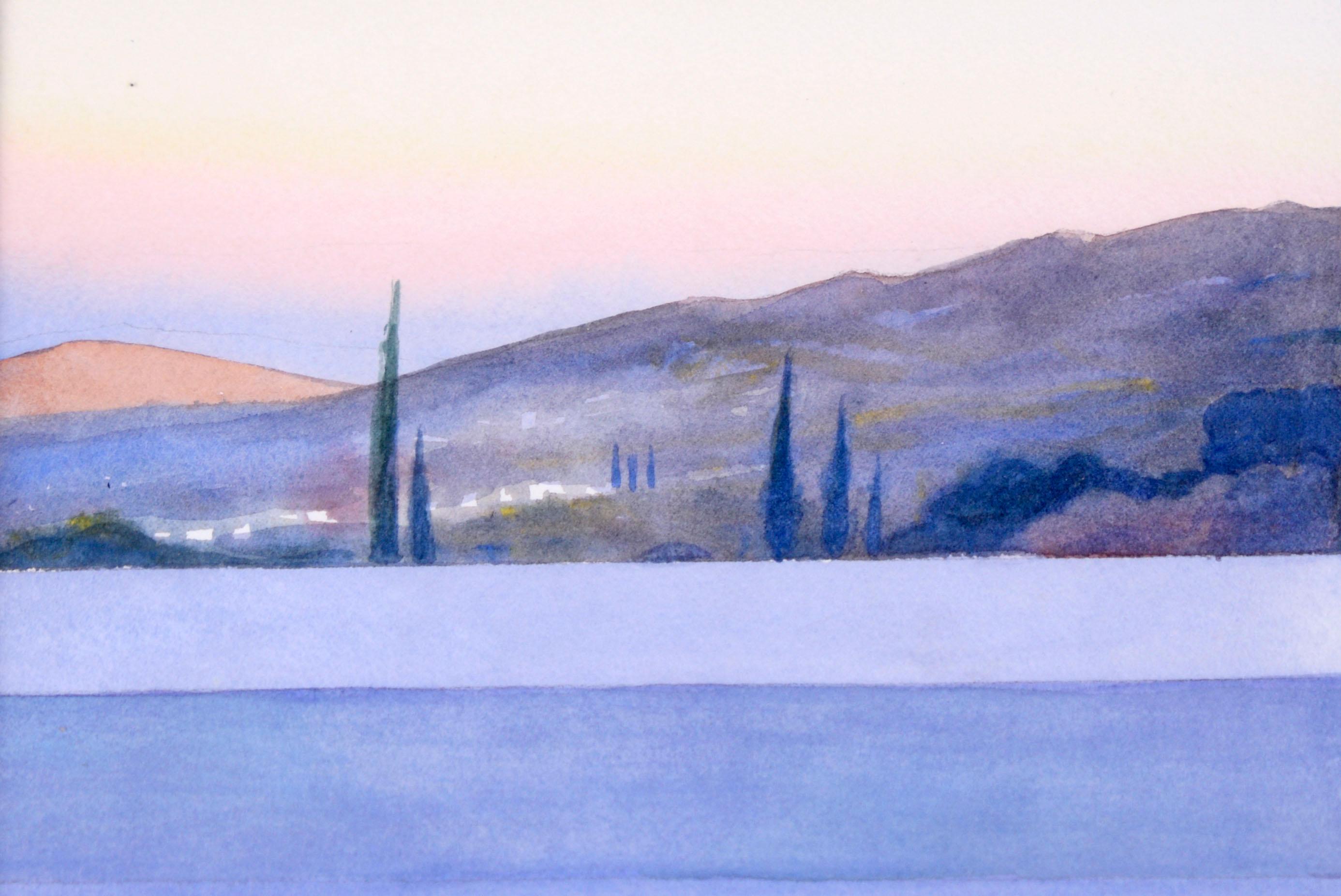Twilight on the Balcony - Original Watercolor by Rachel Mason Burger For Sale 2