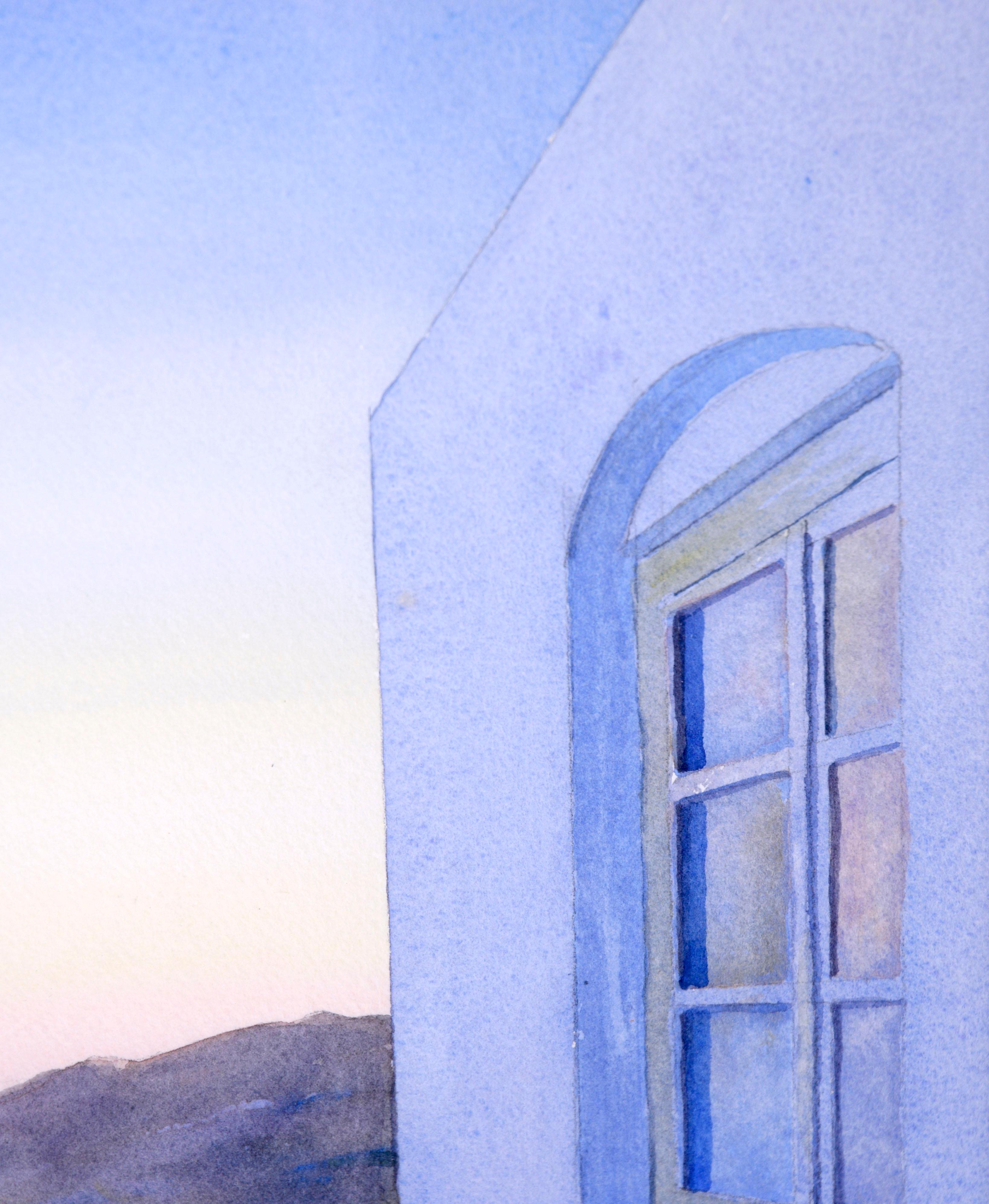 Twilight on the Balcony - Original Watercolor by Rachel Mason Burger For Sale 1