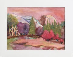 Half Dome in Pastellfarben, Yosemite National Park Fauvist Landscape Aquarell