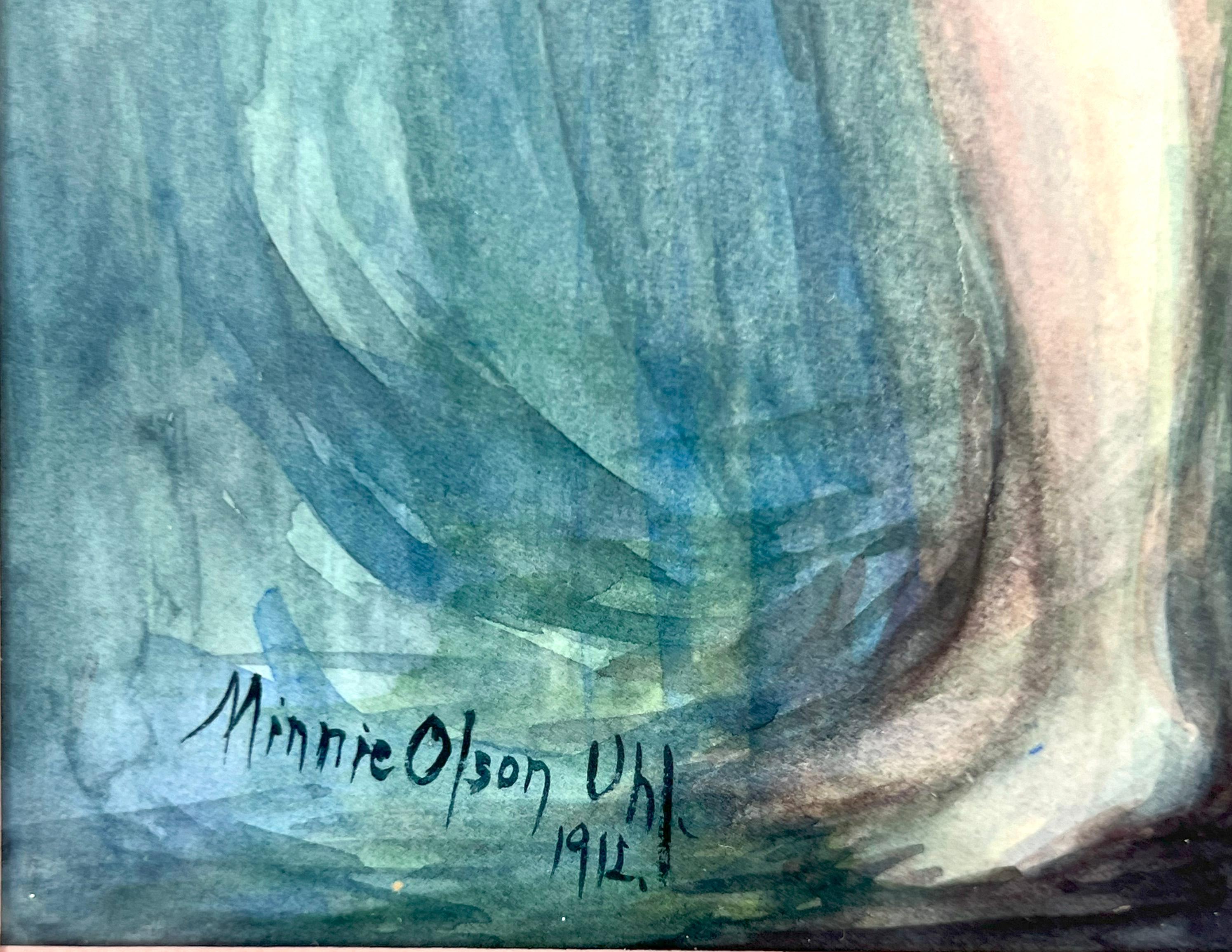 The Nature through the Mirror Nude and with a Whirlwind Style of Childe Hassam (La nature à travers le miroir, le nu et le tourbillon de Childe Hassam)
Exquise aquarelle sur papier cartonné dans le style de Childe Hassam par l'impressionniste