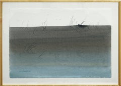 Vintage Minimalist Sand Dunes Landscape in Watercolor on Laid Paper