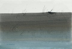 Paysage vintage minimaliste des dunes de sable à l'aquarelle sur papier vergé