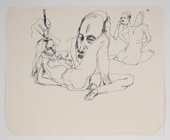 The Artist and His Muse - Original Figurative Drawing on Paper