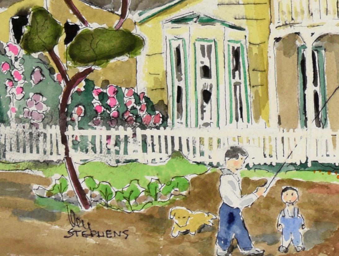 „Salinas Mayor's House“ – Original Aquarell-Landschaft auf Papier im Angebot 1