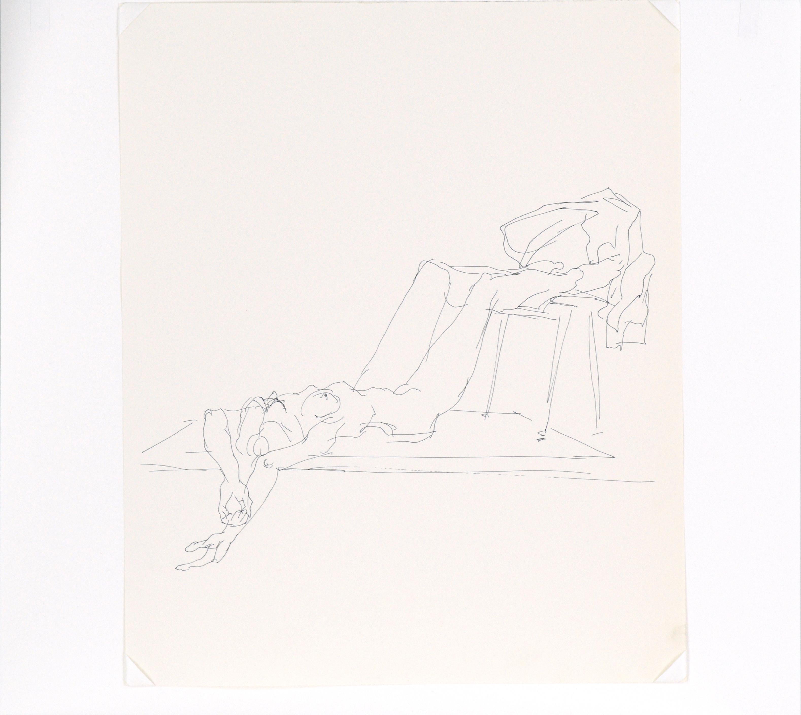 Dessin figuratif nu au stylo sur papier en vente 1