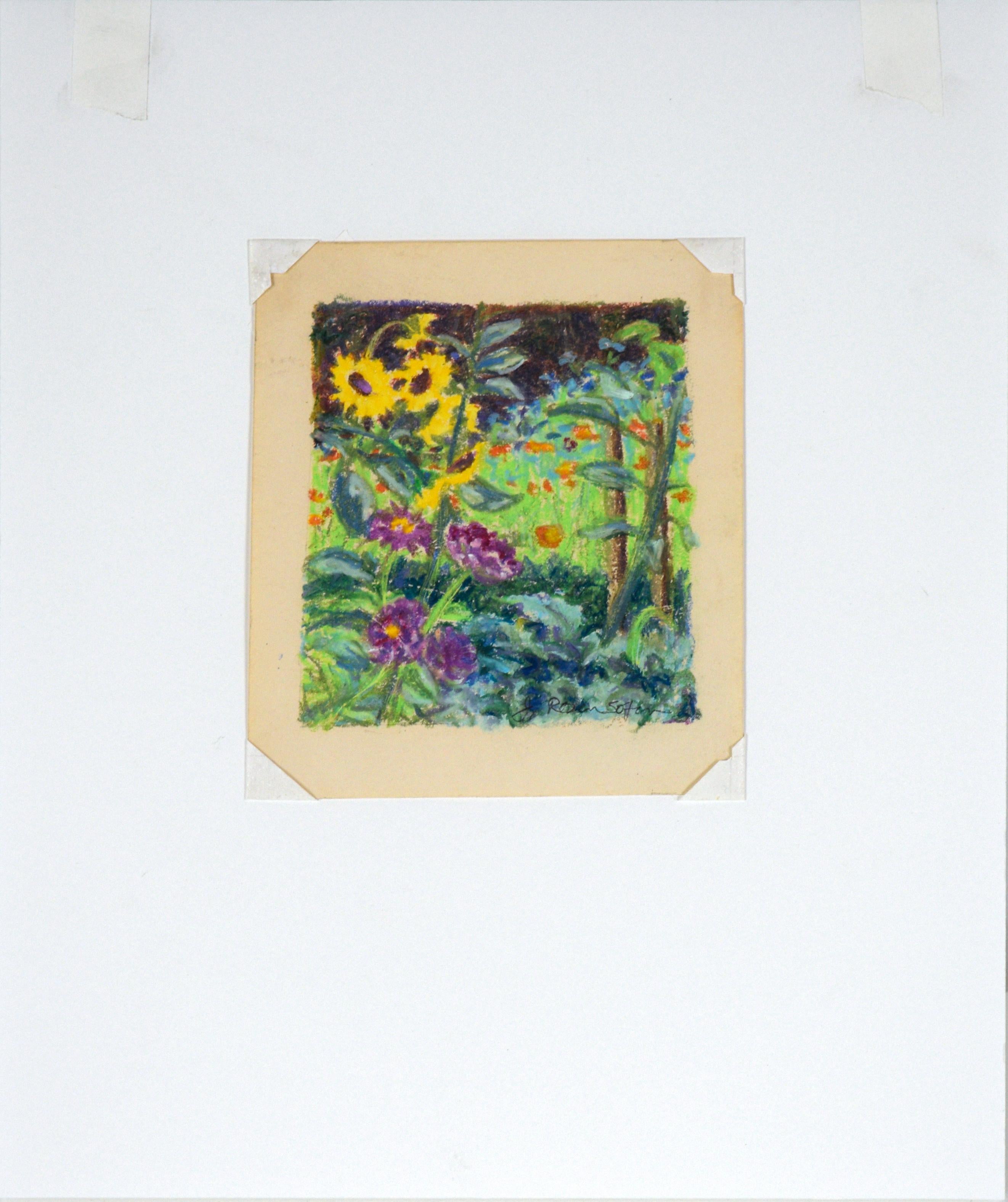 Wildflower Plein Aire Landscape in Pastel on Paper For Sale 1