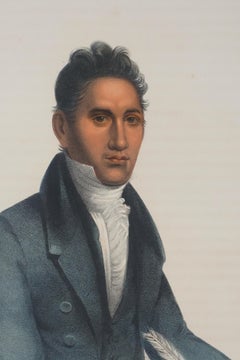 John Ridge, A Cherokee Indian & Interpreter Lithograph with Applied Watercolor