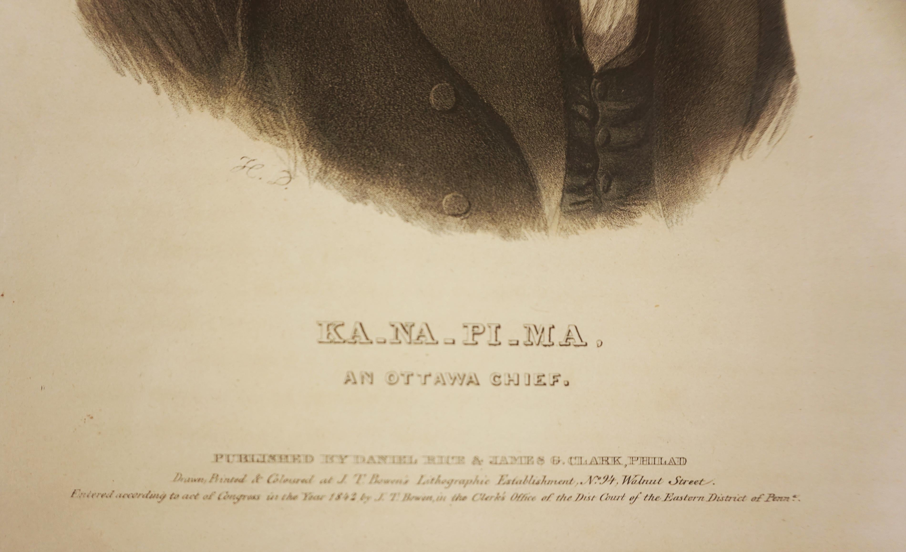 Ka-Na-Pi-Ma, un capo Ottowa    Litografia colorata a mano - Portrait Beige di Charles Bird King