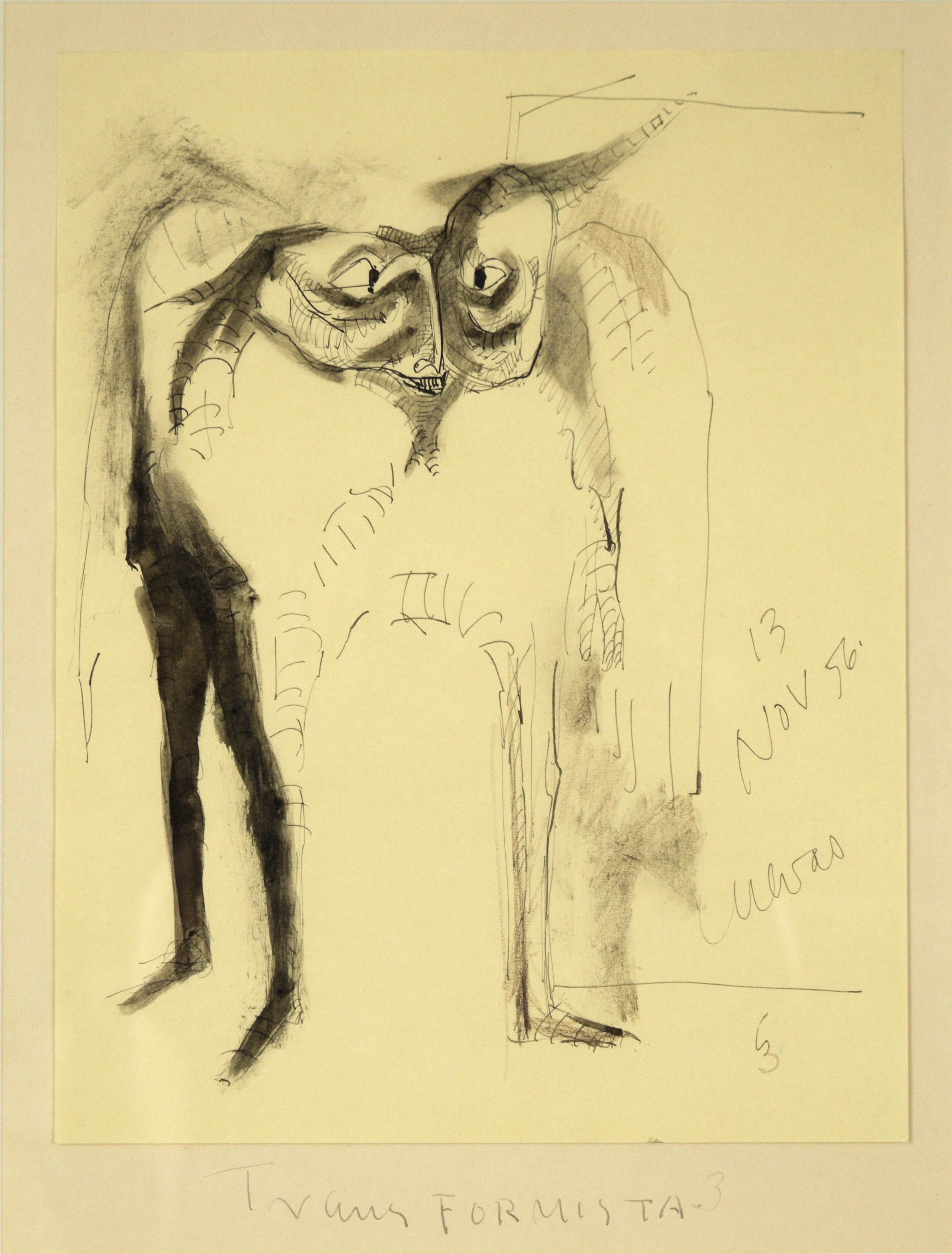 Transformista 3 - Original Figurative Drawing - Art by José Luis Cuevas