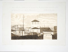 "Funchal, Madeira Convento de los Franciscanos" Dibujo antiguo sobre papel Watkinson