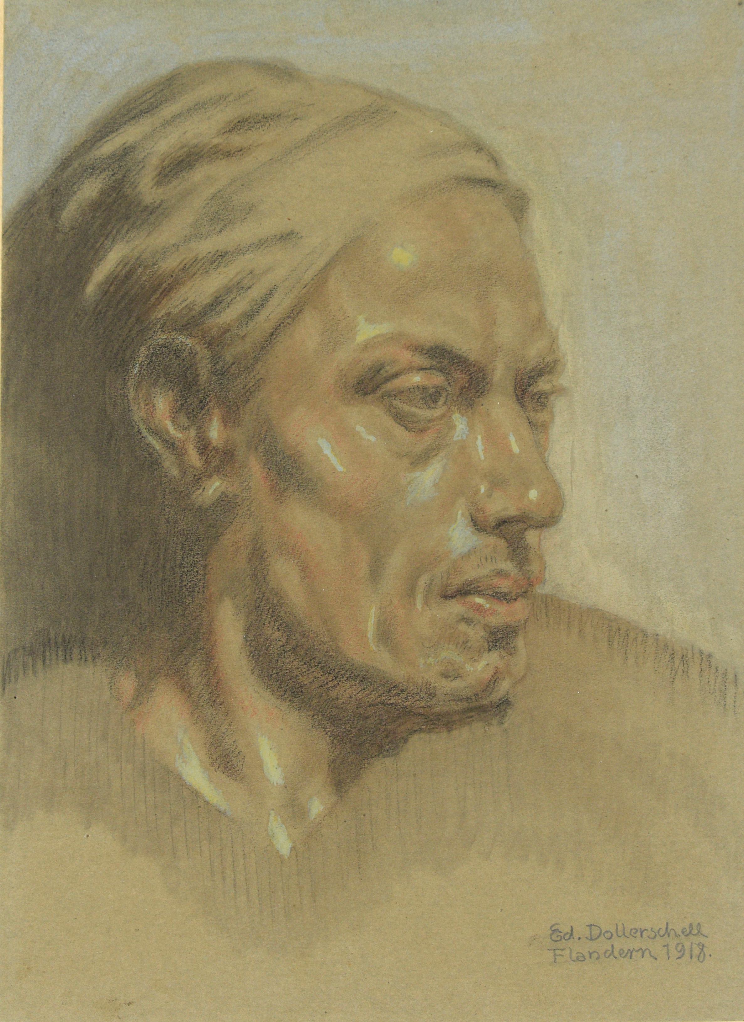 Portrait of a Man at Flanders 1918 - Impressionist Art by Eduard Dollerschell