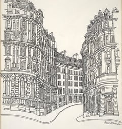 European Street Scene - Original Ink Line Drawing
