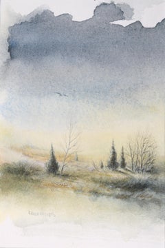Delicate Vintage Winter Watercolor Landscape