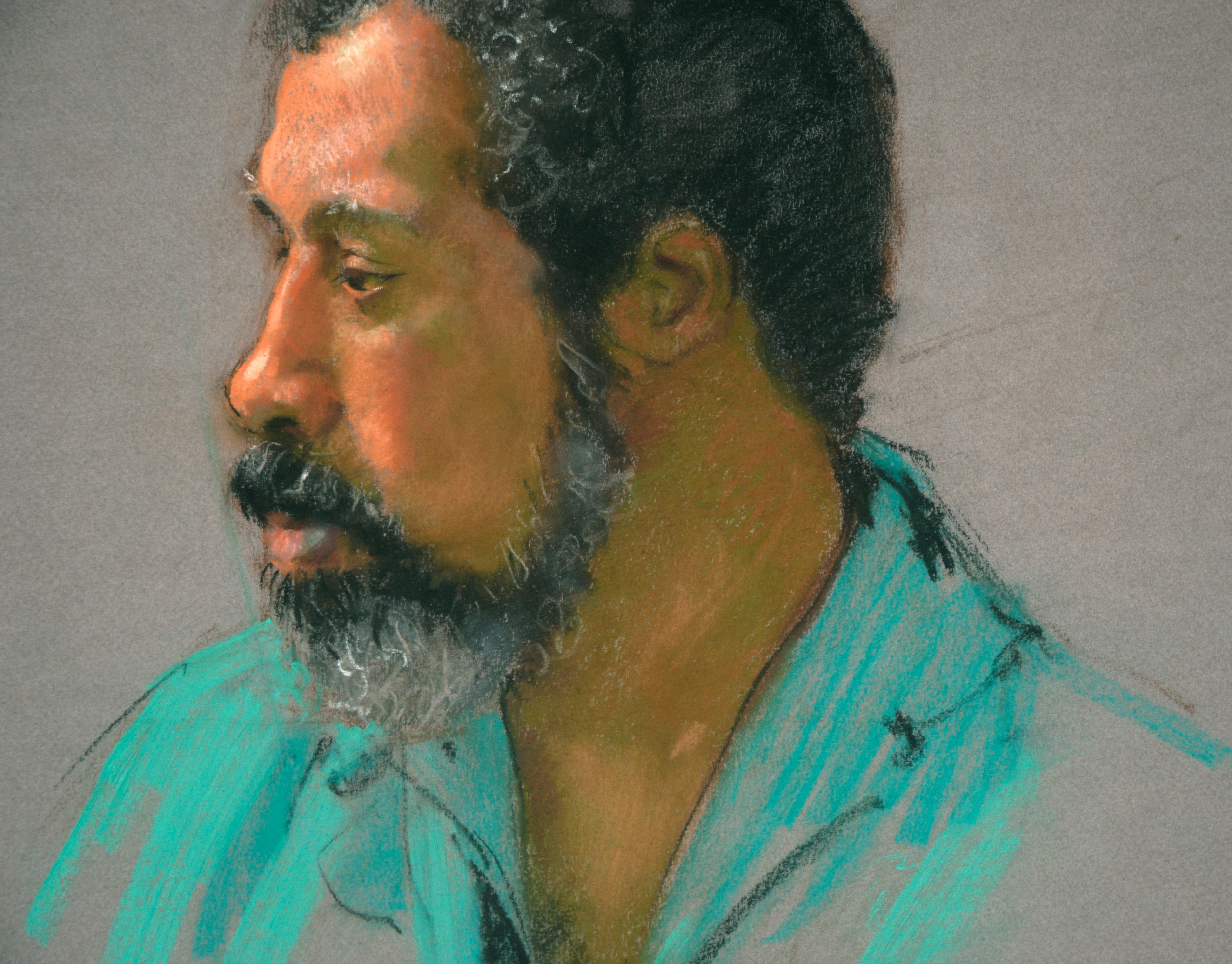 Retrato del artista Ricardo de Silva al pastel - Art realista estadounidense de Unknown