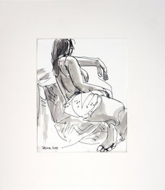 Original Partial Nude Female Figurative Drawing