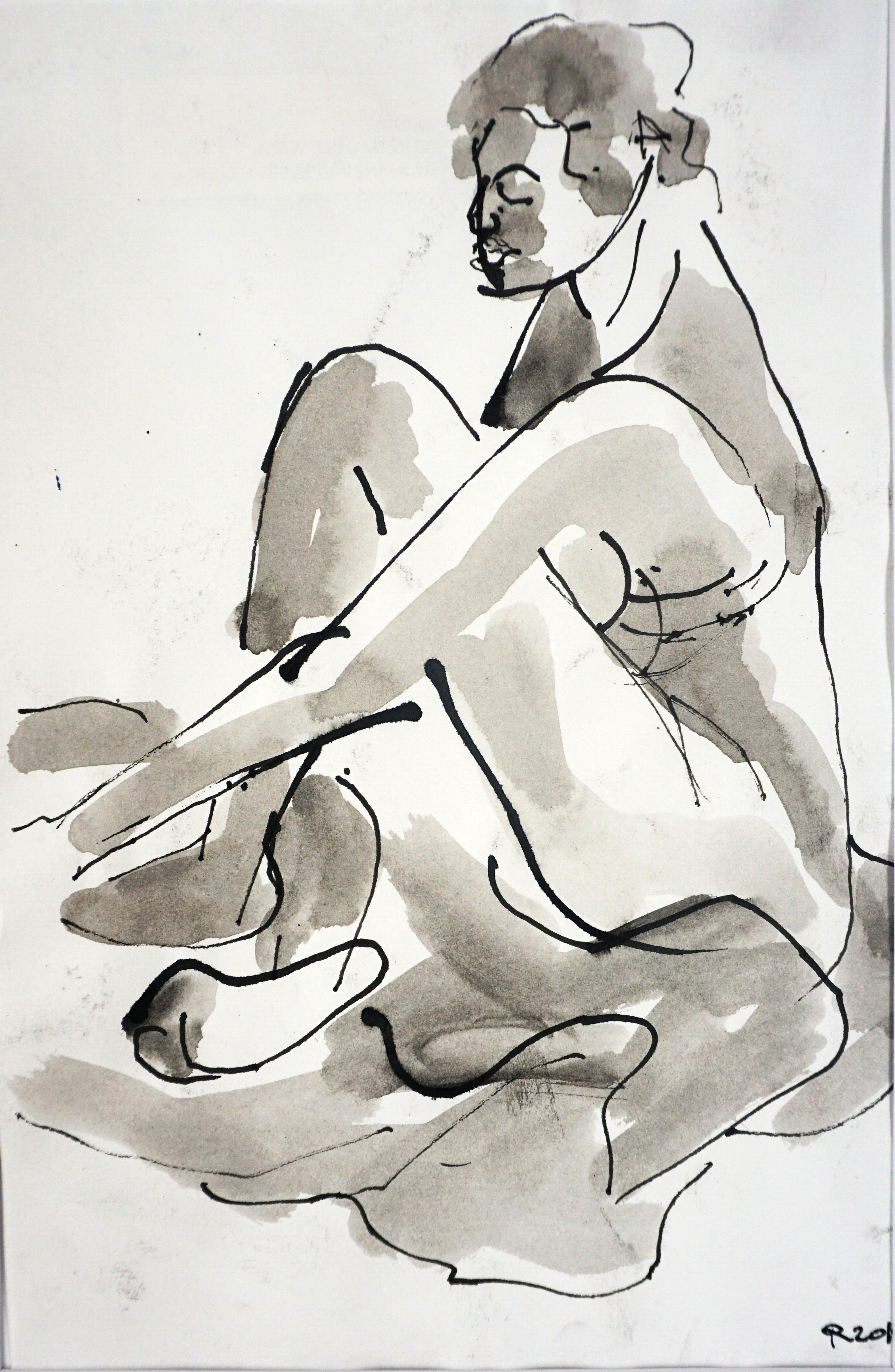 Figurative originale féminine à l'encre - Art de Reiner Keller