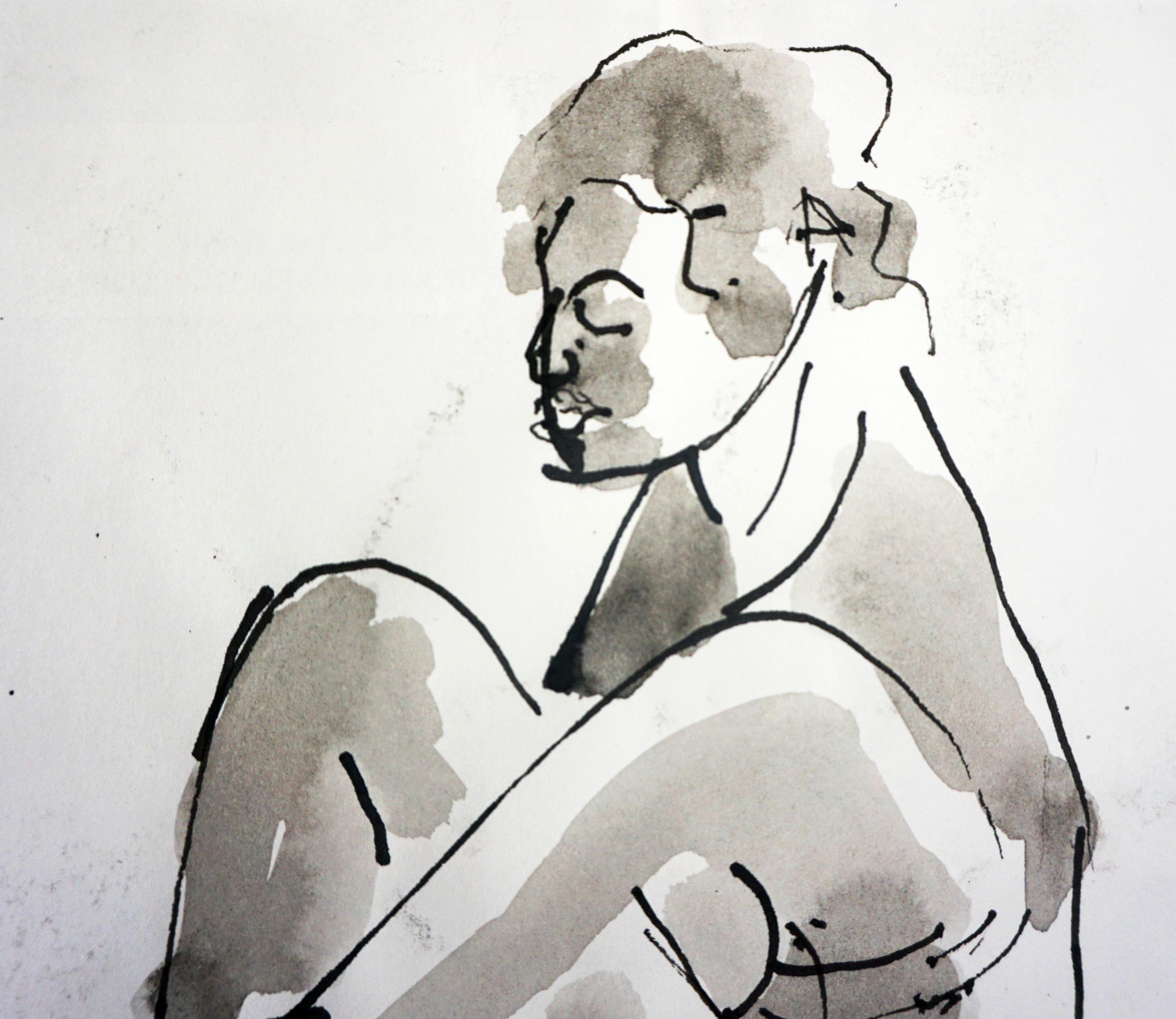 Figurative originale féminine à l'encre - Contemporain Art par Reiner Keller