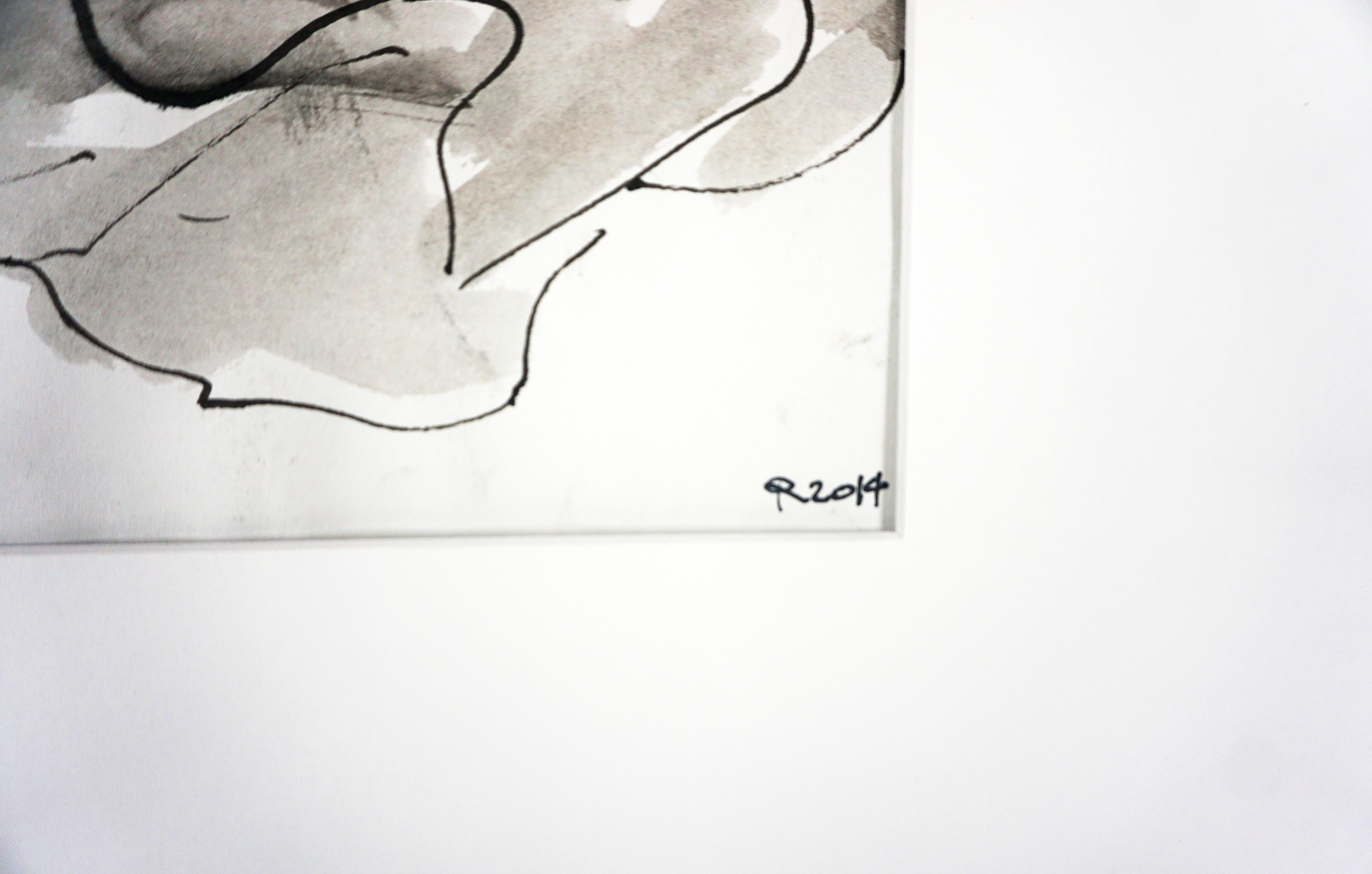 Figurative originale féminine à l'encre - Gris Figurative Art par Reiner Keller