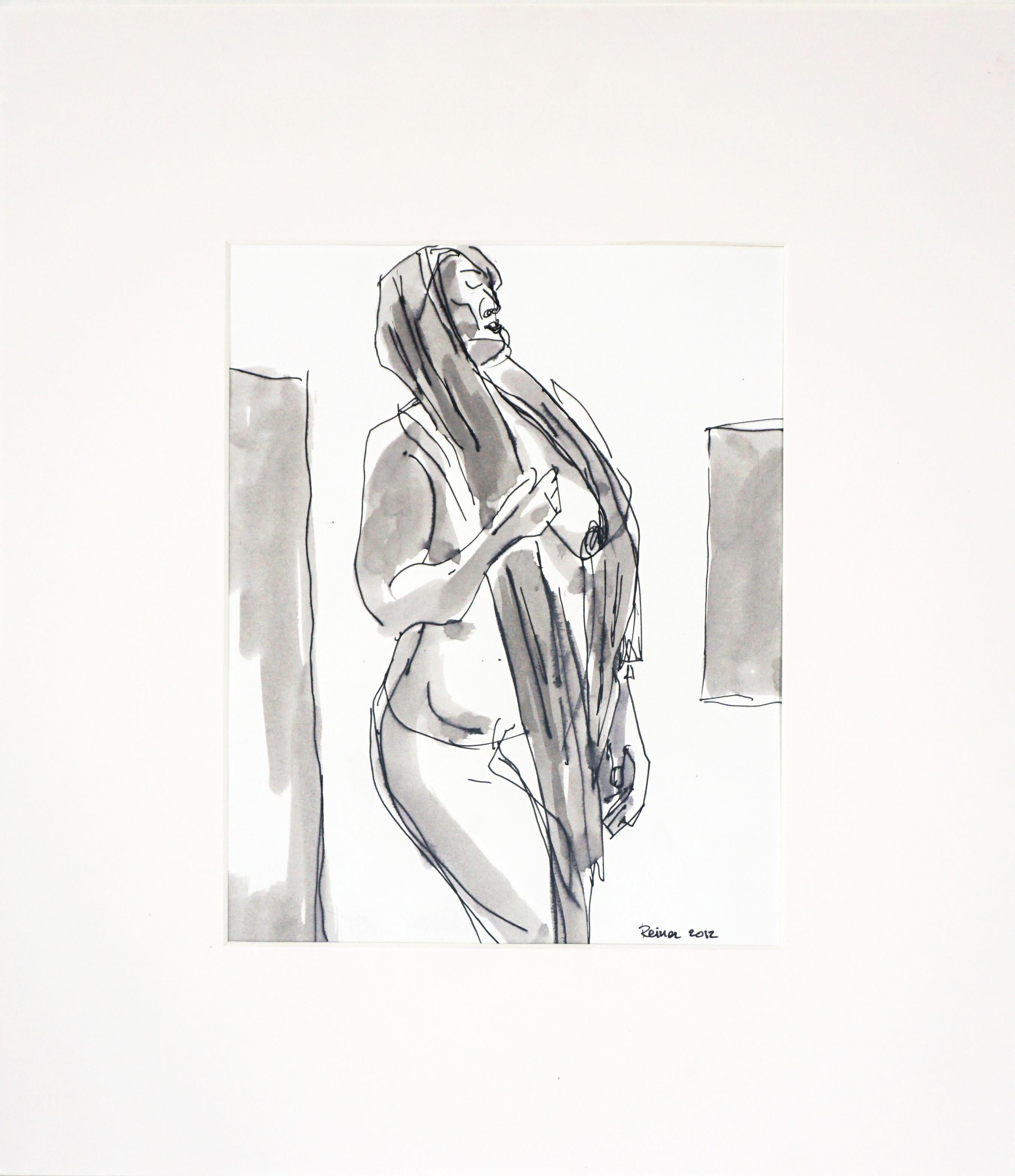 Female Nude Figurative Ink Drawing