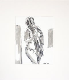 Female Nude Figurative Ink Drawing