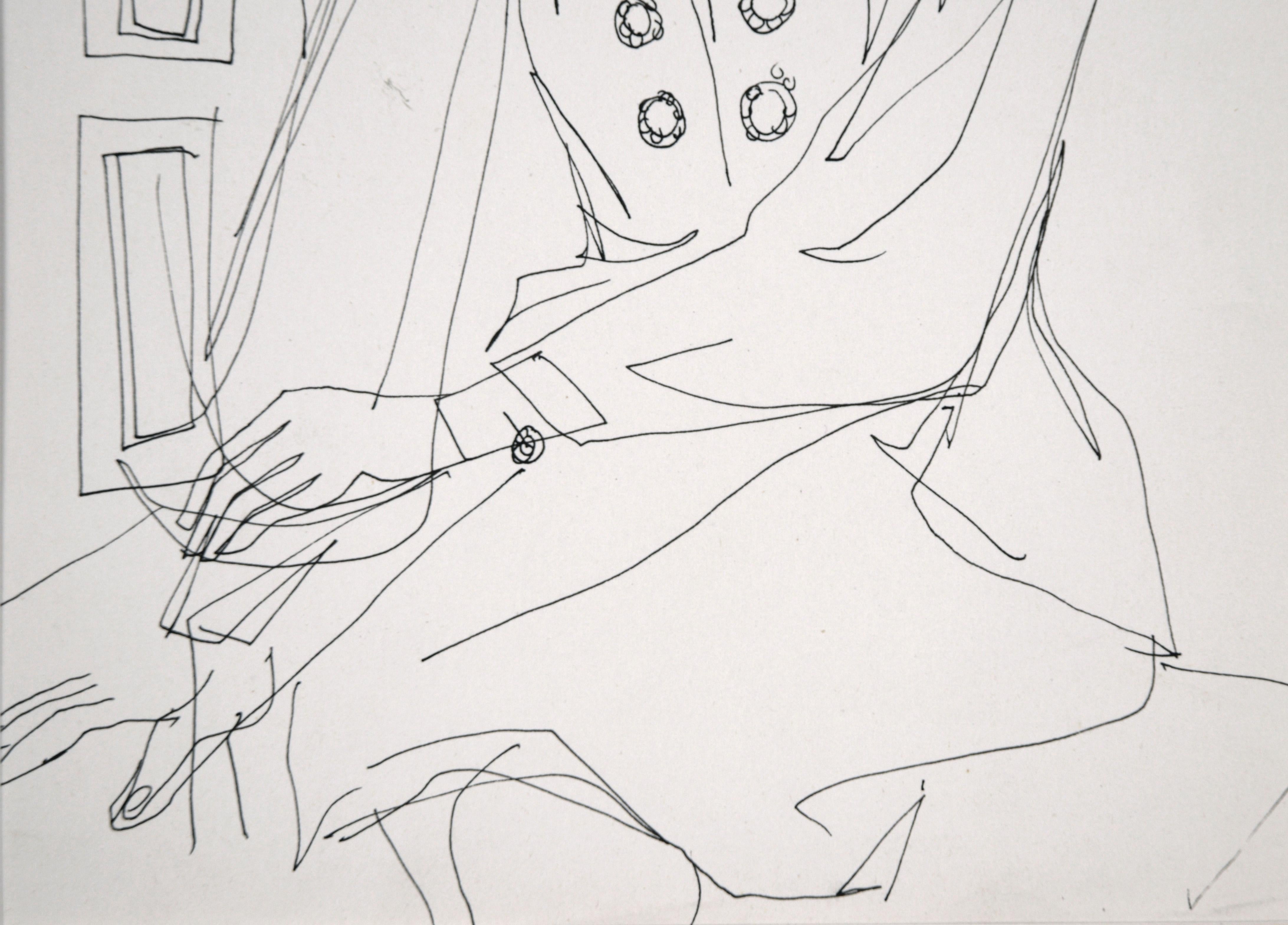 Disegno dal vero di interni - Ritratto di donna con fiore II - Art Contemporaneo di Unknown