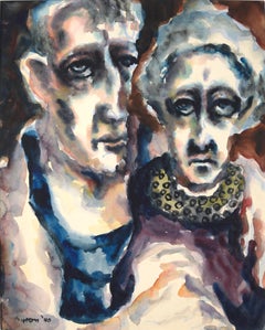 "Old Cronies" Original Bay Area Abstrakter Expressionist Aquarell