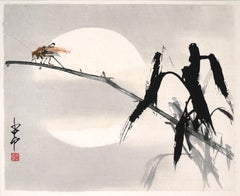 Cricket on Branch - 2nd Generation Lingnan School Bird and Flower Painting